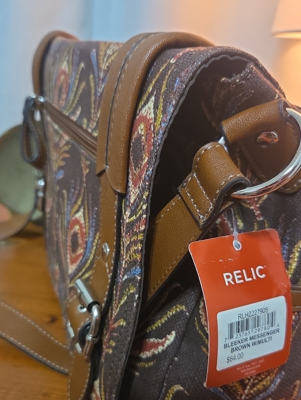 Relic Brown Peacock-Feather Crossbody Bag with Matching Wallet - Picture 7 of 16
